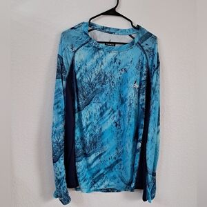 Habit Men's 2X Blue Solar Factor 40+ Blackford Bay Performance Fishing Shirt